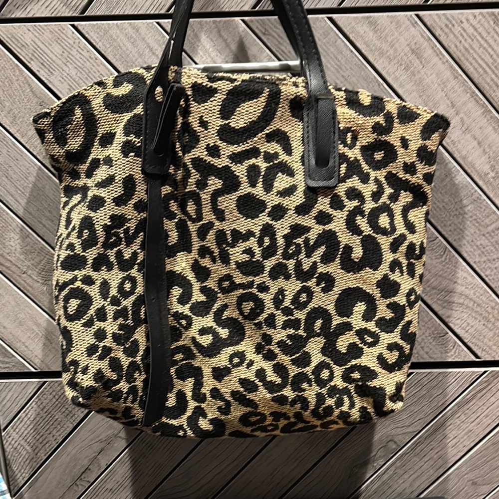 Leopard Print Tote Bag with Black Accents